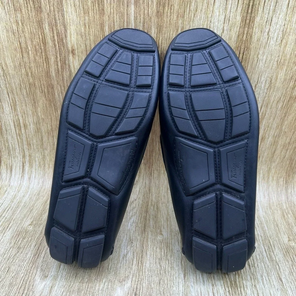 Salvatore Ferragamo Parigi Woven Loafers Men's Size 9 3E Black Gancini Driving